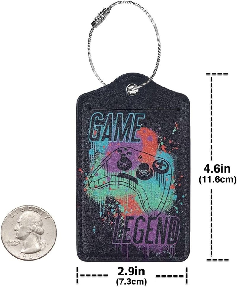 GACCAP 2 Pack Luggage Tags for Suitcase, Privacy Cover ID Label with Stainless Steel and Address Card for Travel Bag Backpack Cruise Ship Essentials Tag Men Boys - Game Legend - Image 4